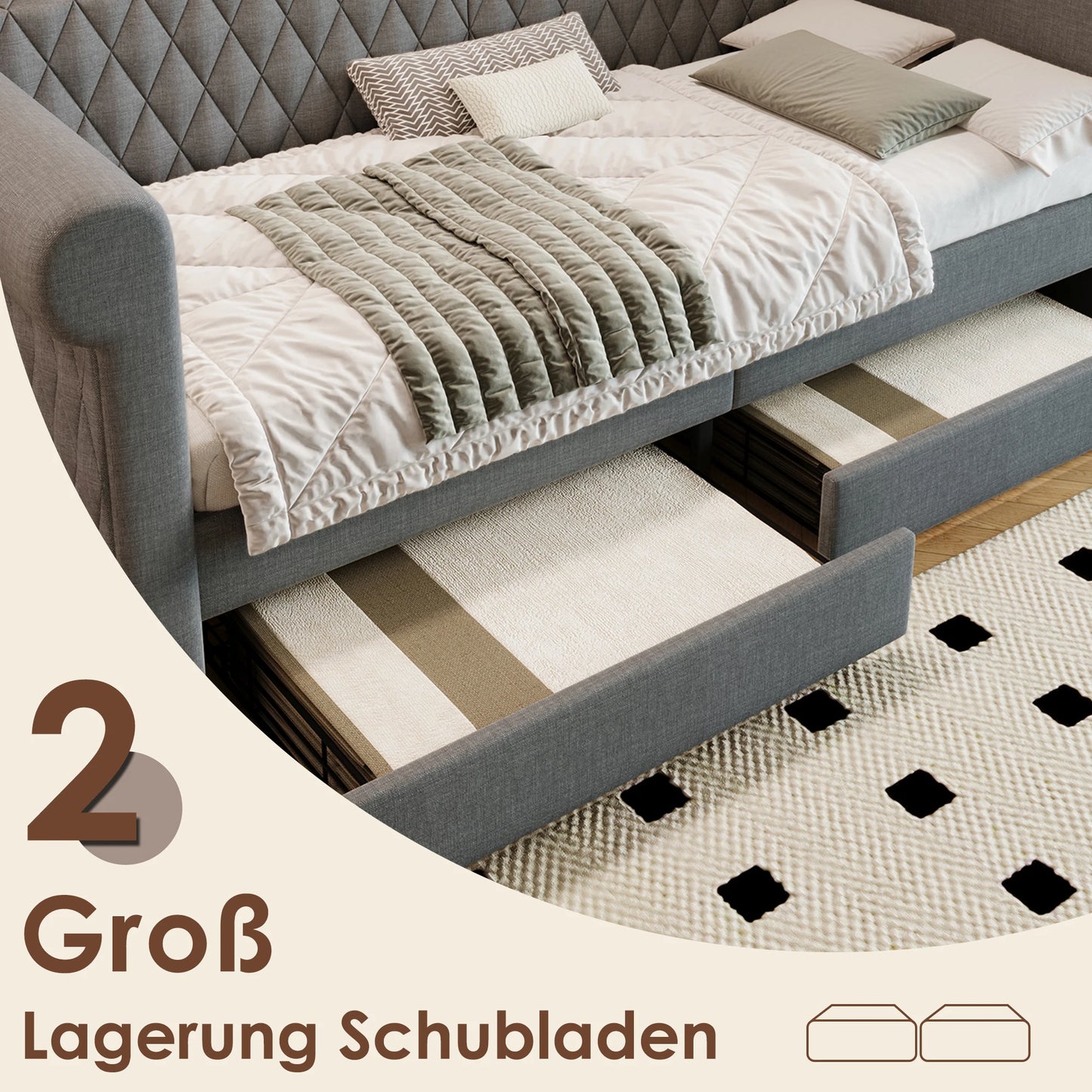 Canapé Lit 90x200 cm avec tiroirs