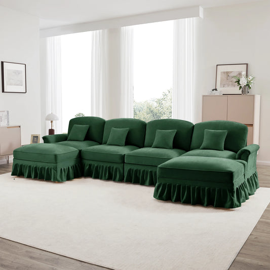 Canapé d’angle modulable avec poufs