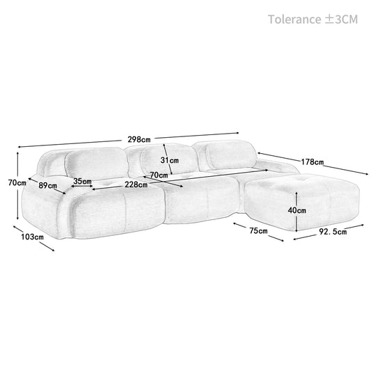 Canapé 3 places pouf